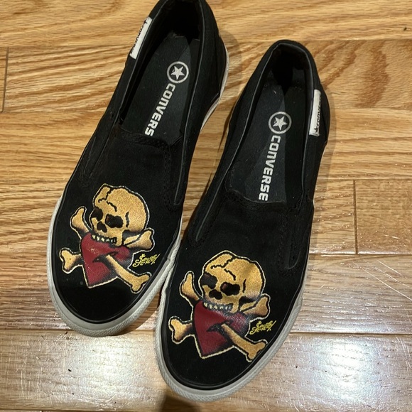 Converse sailor Jerry’s skull slip ons heart crossbones 6.5 37.5 - Picture 10 of 11